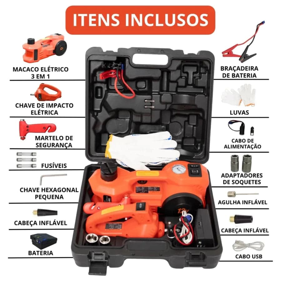 KIT DE EMERGÊNCIA - Macaco Hidráulico Elétrico 5 em 1 - miniatura 7