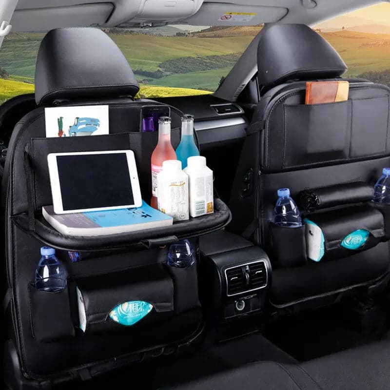 Organizador Traseiro Automotivo de Couro com Mesa Dobrável - miniatura 2