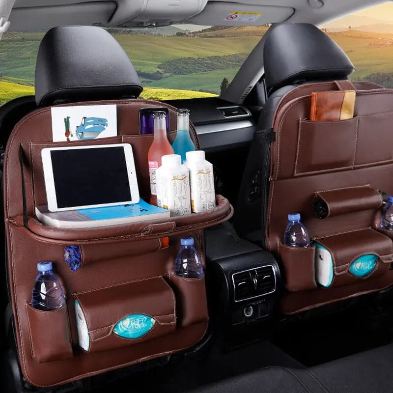 Organizador Traseiro Automotivo de Couro com Mesa Dobrável - miniatura 3