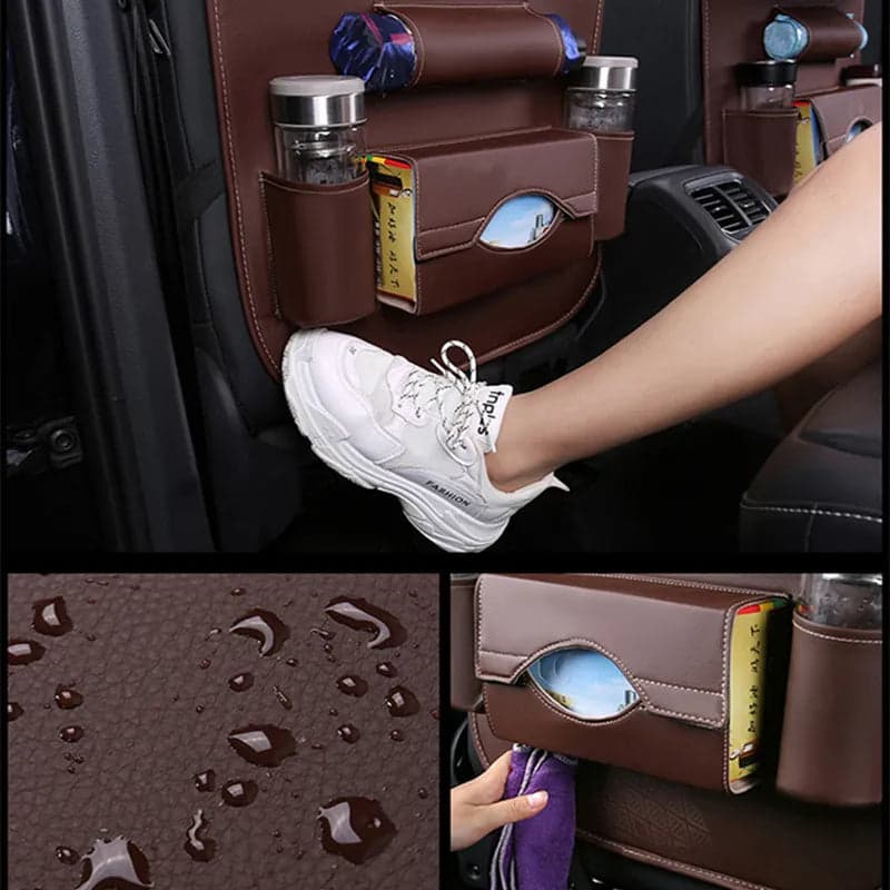 Organizador Traseiro Automotivo de Couro com Mesa Dobrável - miniatura 4