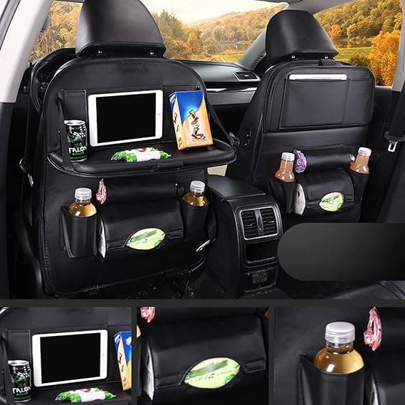 Organizador Traseiro Automotivo de Couro com Mesa Dobrável - miniatura 6