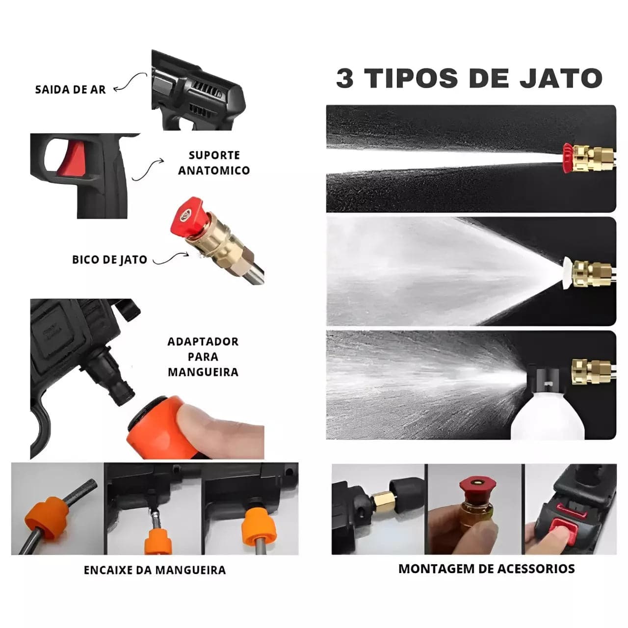 LAVADORA PORTÁTIL DE ALTA PRESSÃO Mangueira de 5m + Bateria Recarregável - miniatura 3