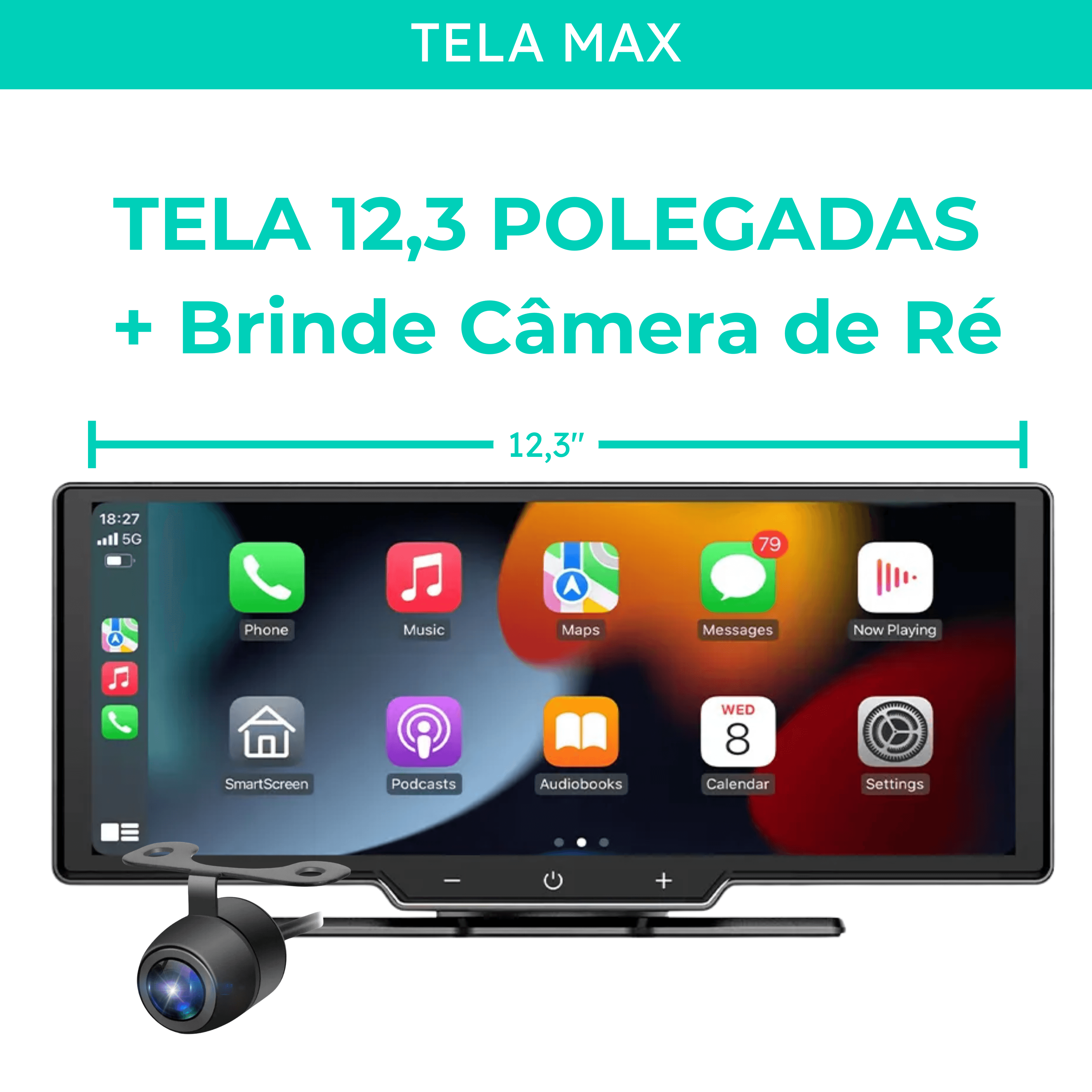 WyzeAuto - Multimídia portátil com Câmera Frontal + BRINDE Câmera de Ré - miniatura 5